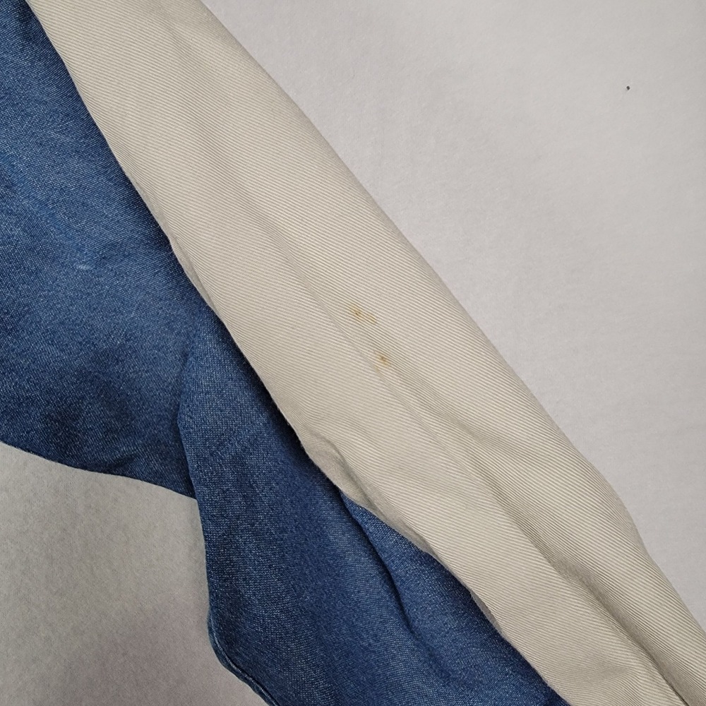 Just Western Shirt Mens L Blue Tan Two Tone Denim Cotton Cowboy - Picture 6 of 12